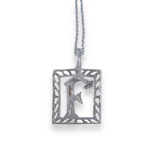 Vintage Sterling Silver 925 Open Space Cut Out F Initial Pendant ONLY